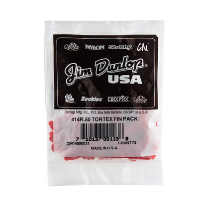 Jim Dunlop DUNLOP TORTEX .50mm FIN PICK GUITAR PICK REFILL BAG 72-PACK - 414R050