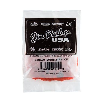 Jim Dunlop DUNLOP TORTEX .60mm FIN PICK GUITAR PICK REFILL BAG 72-PACK - 414R060