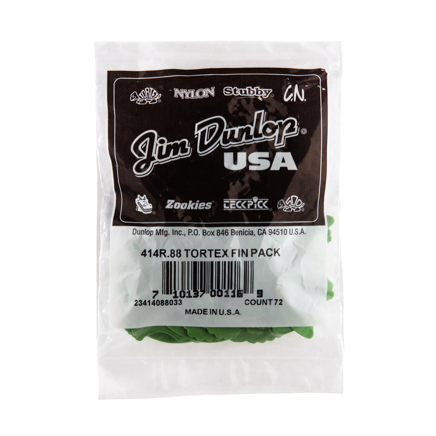 Jim Dunlop DUNLOP TORTEX .88mm FIN PICK GUITAR PICK REFILL BAG 72-PACK - 414R088