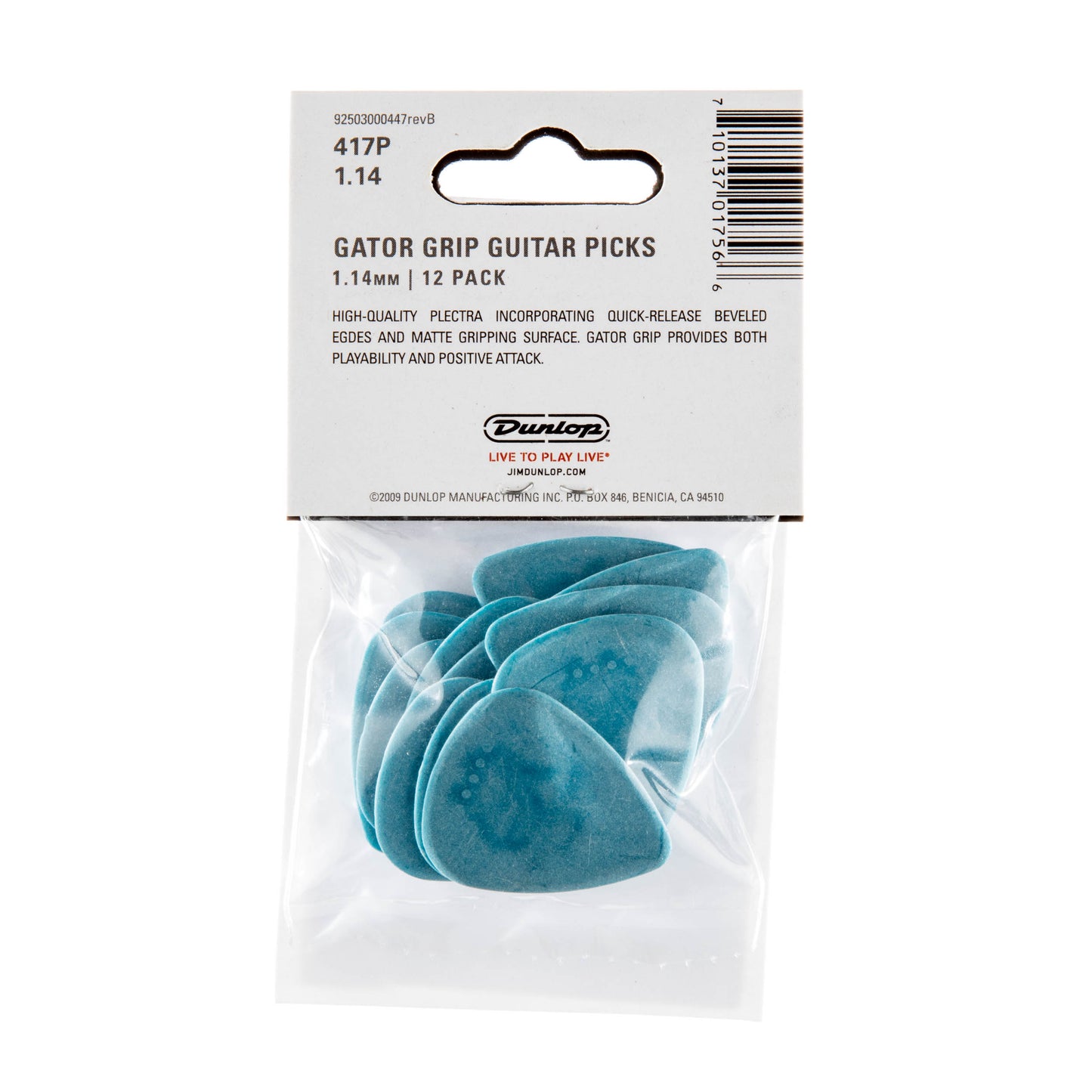 Jim Dunlop DUNLOP GATOR GRIP 1.14mm GUITAR PICK PLAYER'S PACK 12-PACK - 417P114