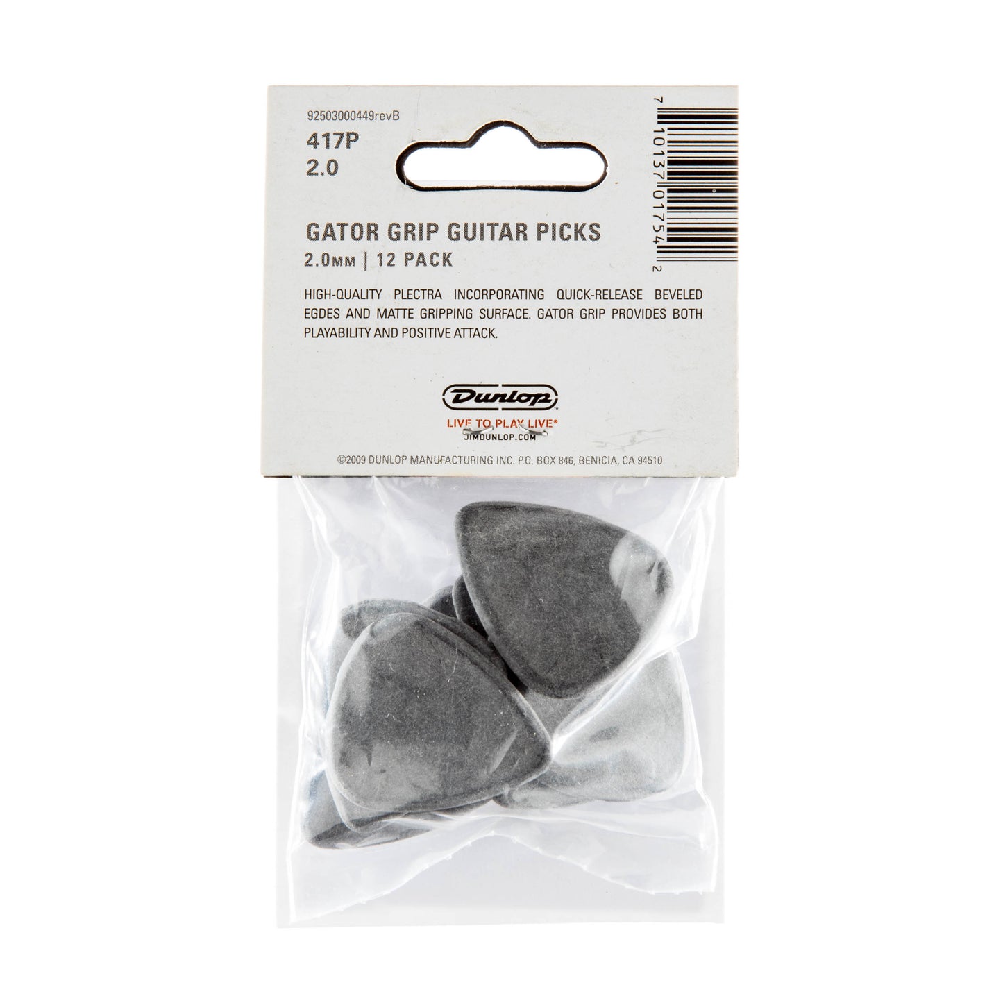 Jim Dunlop DUNLOP GATOR GRIP 2.0mm GUITAR PICK PLAYER'S PACK 12-PACK - 417P200