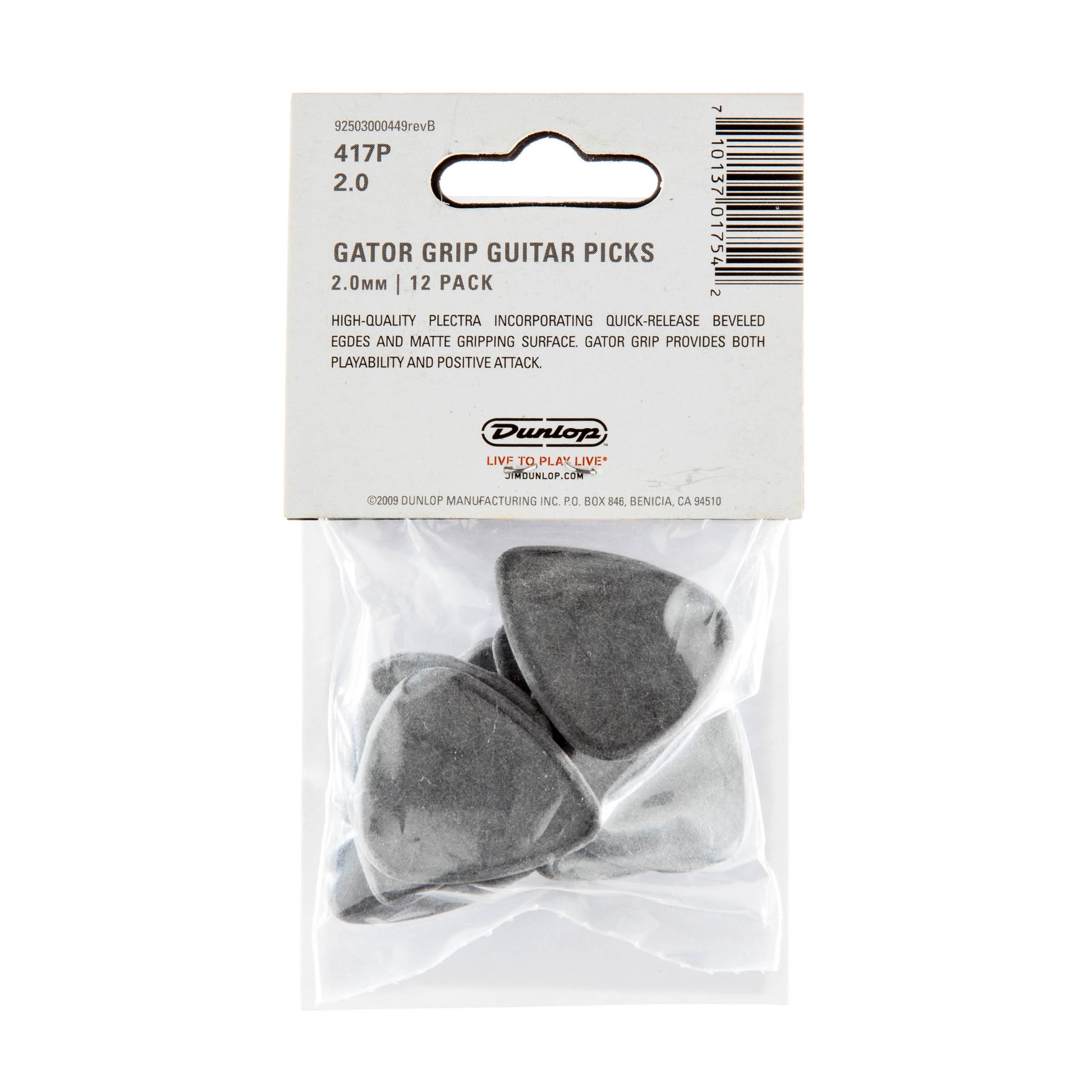 Jim Dunlop DUNLOP GATOR GRIP 2.0mm GUITAR PICK PLAYER'S PACK 12-PACK - 417P200