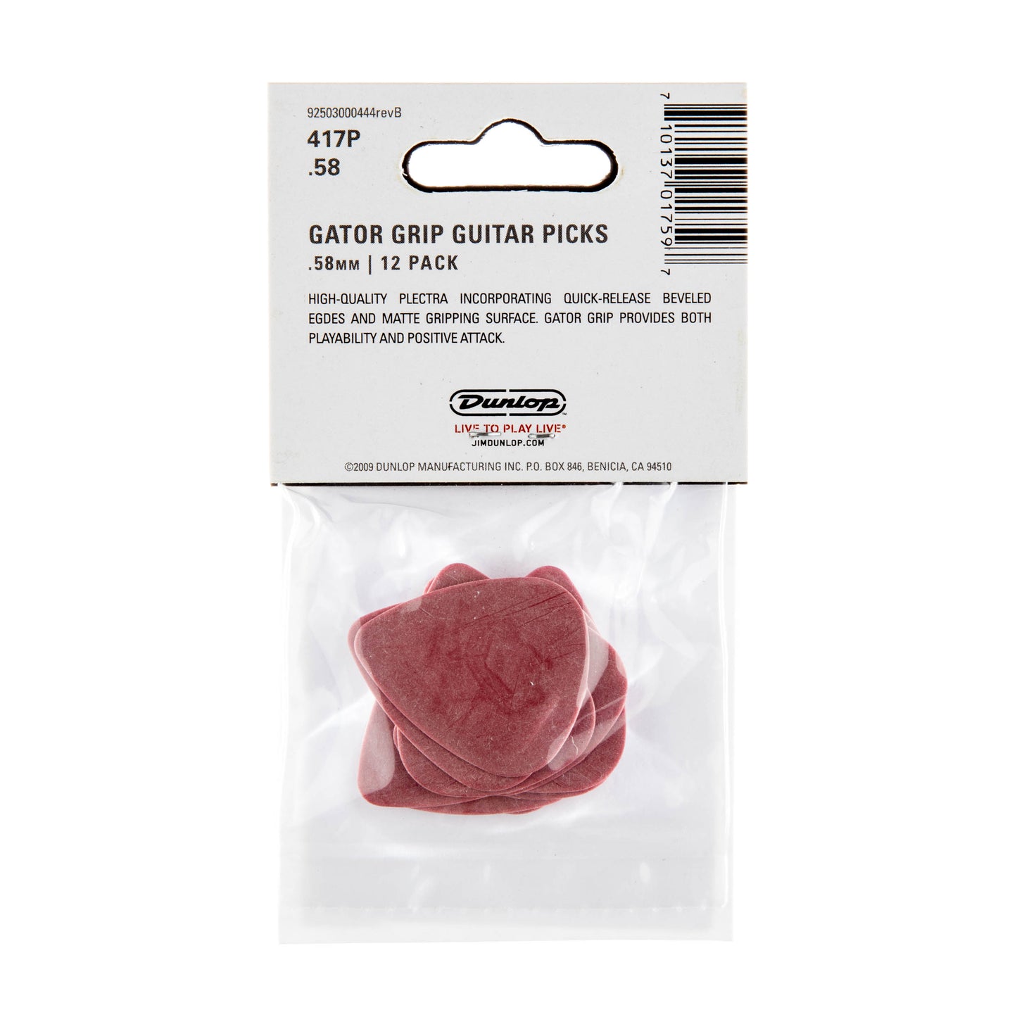 Jim Dunlop DUNLOP GATOR GRIP .58mm GUITAR PICK PLAYER'S PACK 12-PACK - 417P058