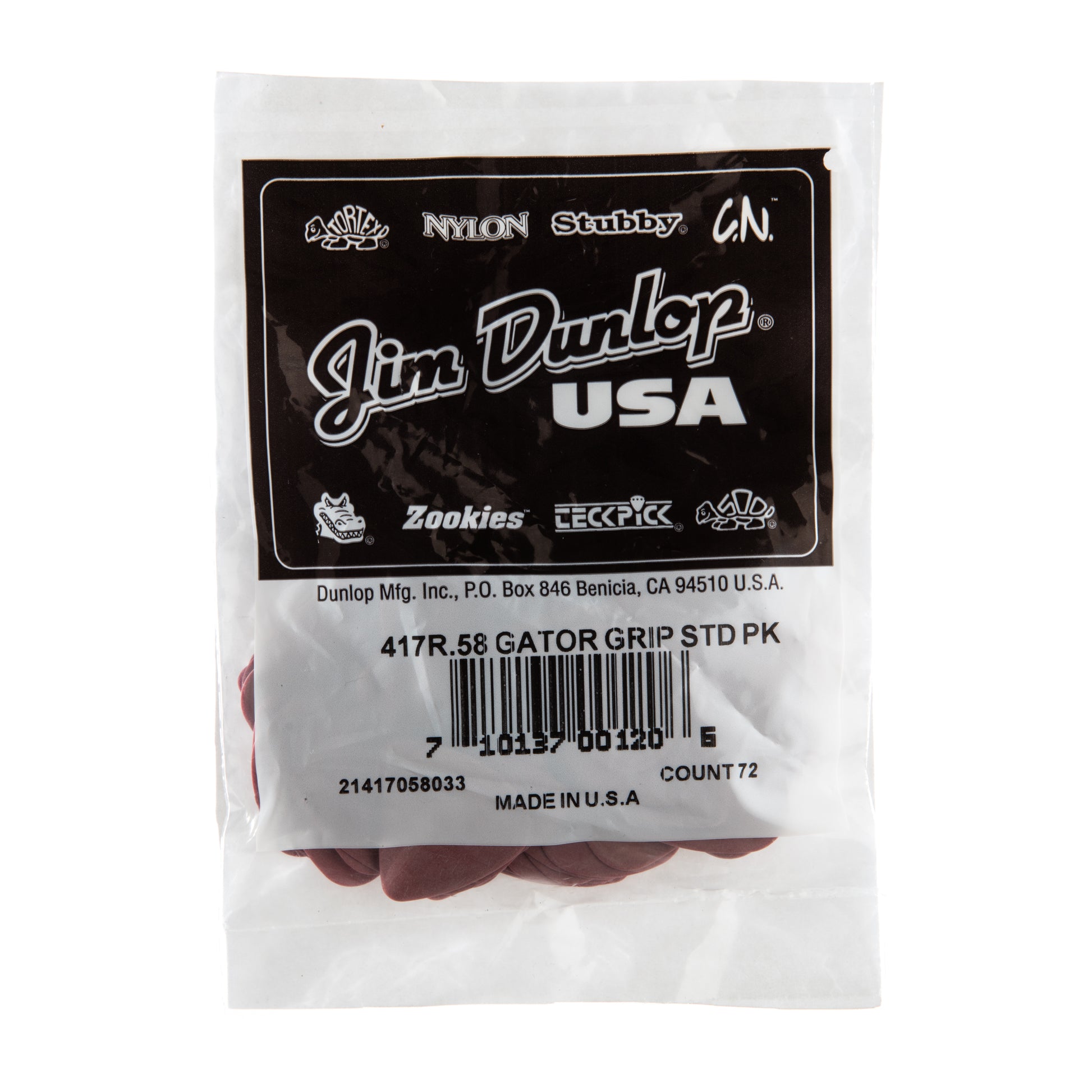 Jim Dunlop DUNLOP GATOR GRIP .58mm GUITAR PICK REFILL BAG 72-PACK - 417R058