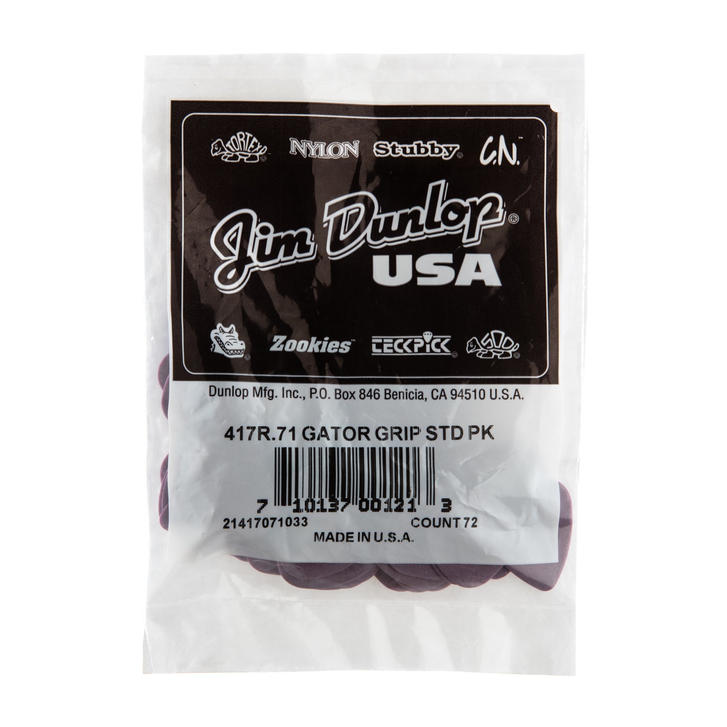 Jim Dunlop DUNLOP GATOR GRIP .71mm GUITAR PICK REFILL BAG 72-PACK - 417R071