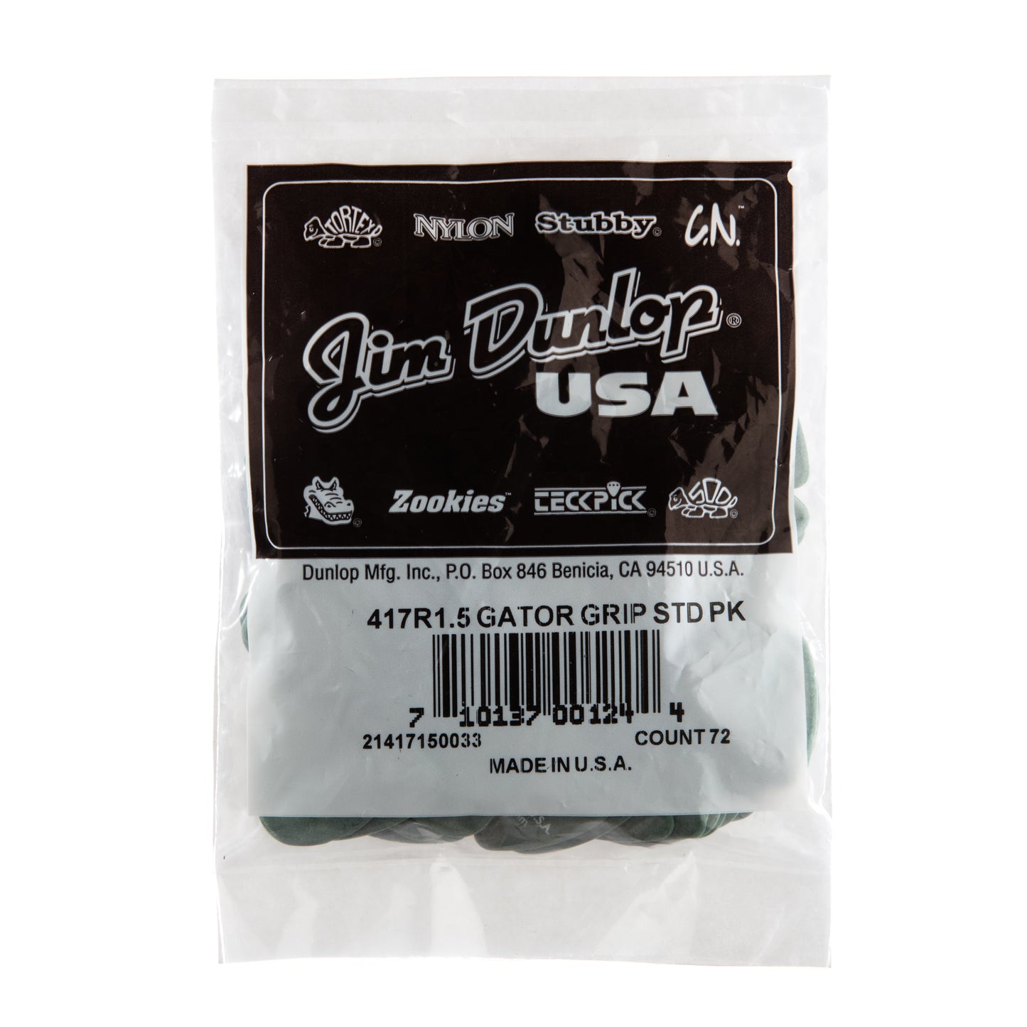 Jim Dunlop DUNLOP GATOR GRIP 1.50mm GUITAR PICK REFILL BAG 72-PACK - 417R150