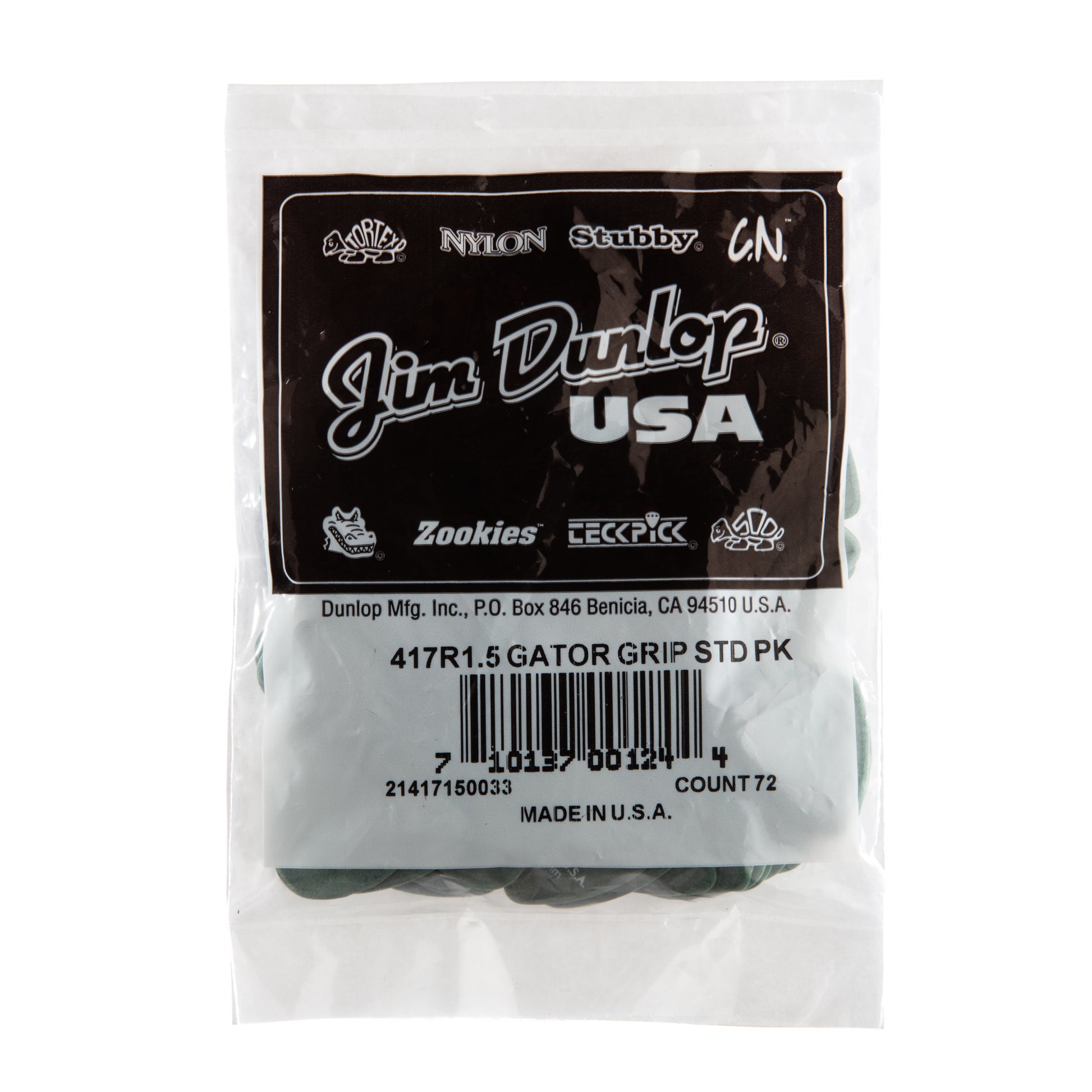 Jim Dunlop DUNLOP GATOR GRIP 1.50mm GUITAR PICK REFILL BAG 72-PACK - 417R150