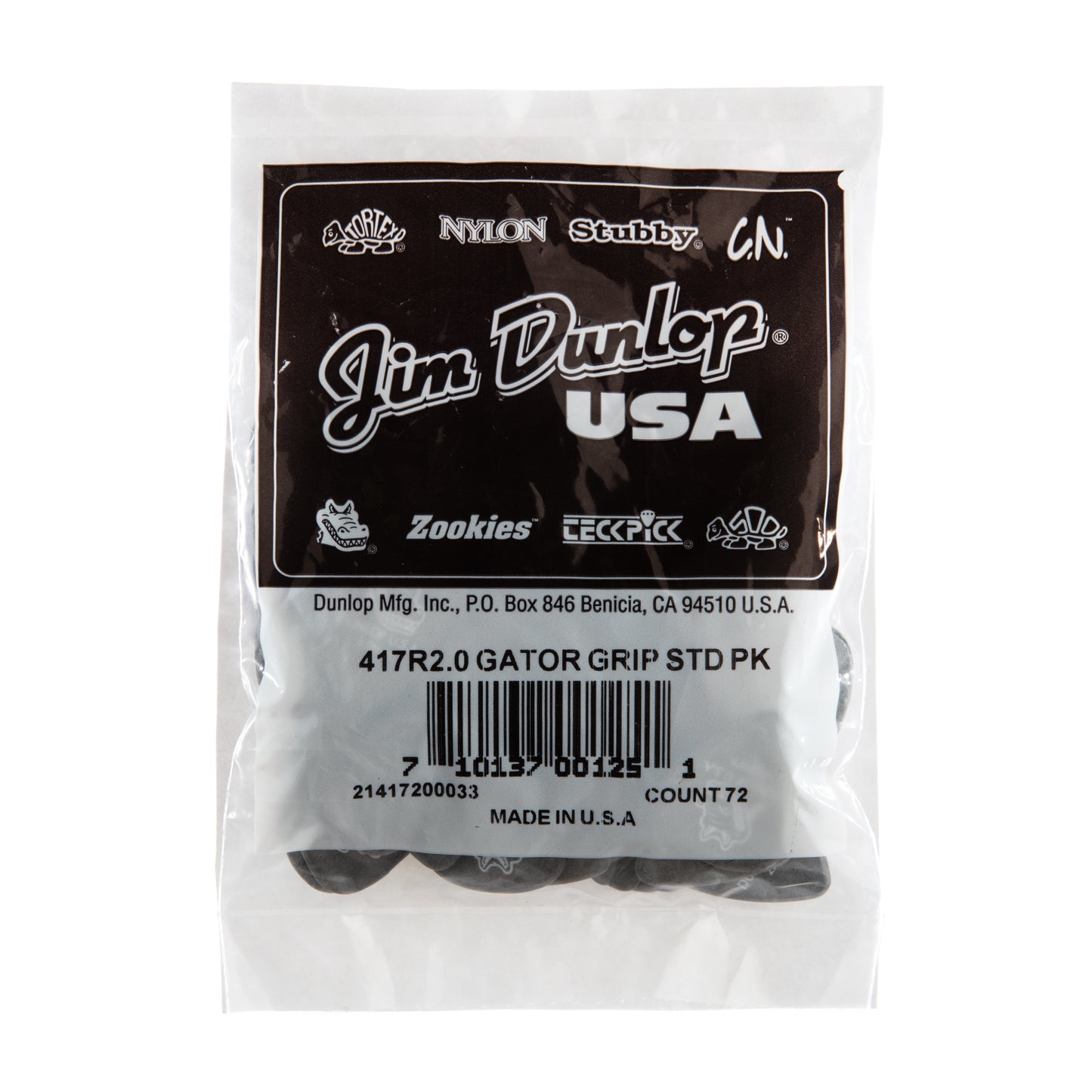 Jim Dunlop DUNLOP GATOR GRIP 2.0mm GUITAR PICK REFILL BAG 72-PACK - 417R200