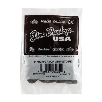 Jim Dunlop DUNLOP GATOR GRIP 2.0mm GUITAR PICK REFILL BAG 72-PACK - 417R200