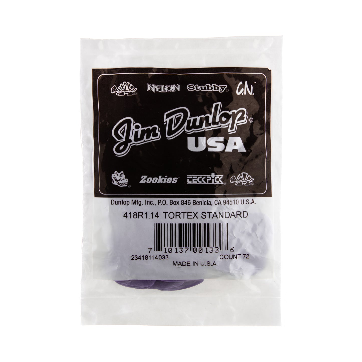 Jim Dunlop DUNLOP TORTEX 1.14mm STANDARD GUITAR PICK REFILL BAG 72-PACK - 418R114