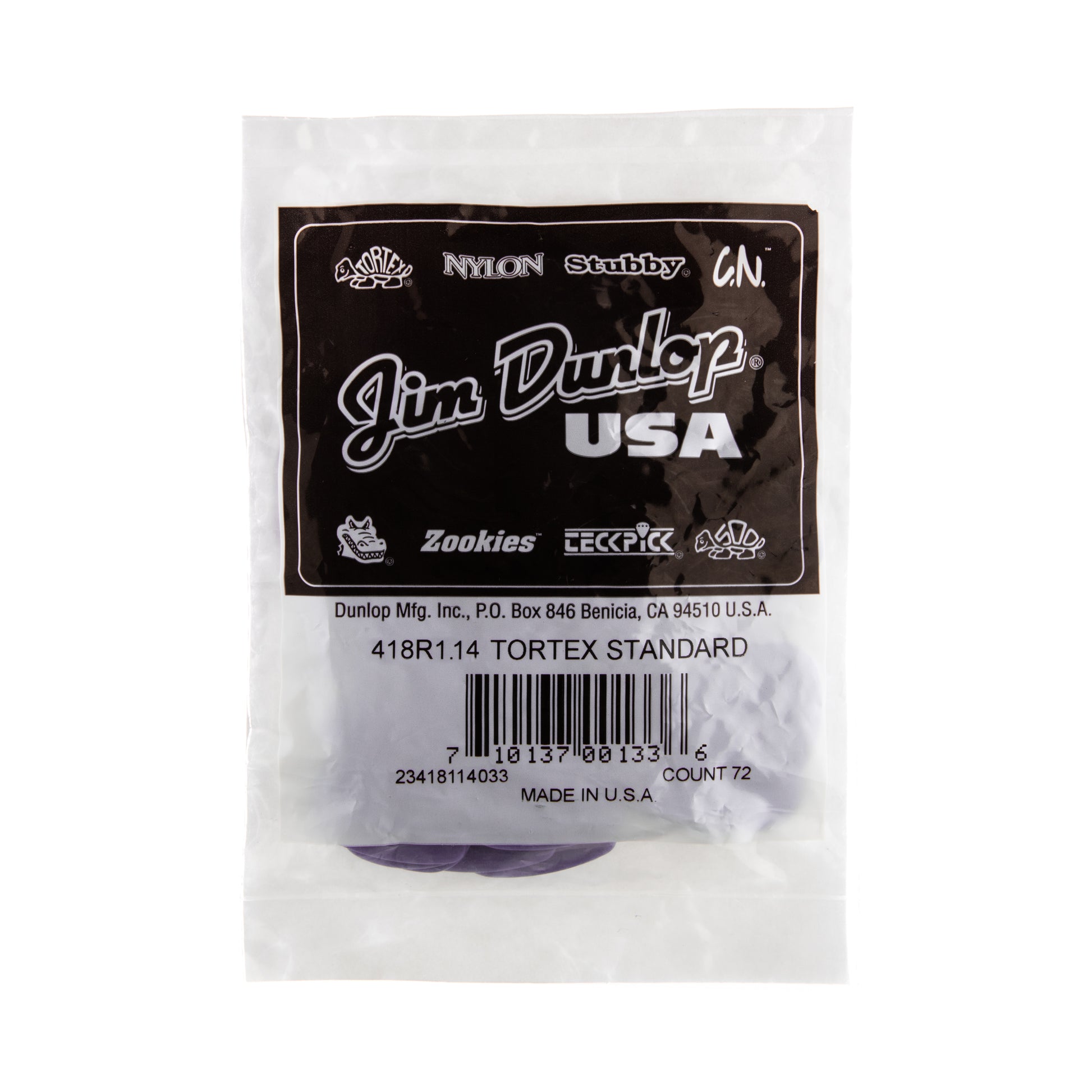Jim Dunlop DUNLOP TORTEX 1.14mm STANDARD GUITAR PICK REFILL BAG 72-PACK - 418R114