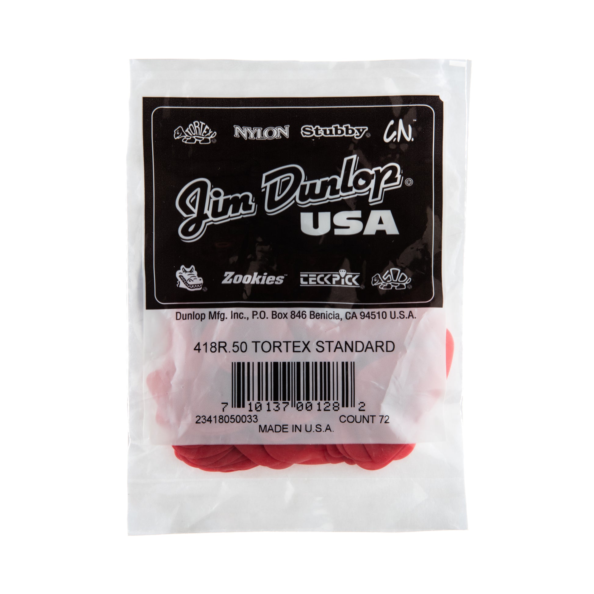 Jim Dunlop DUNLOP TORTEX .50mm STANDARD GUITAR PICK REFILL BAG 72-PACK - 418R050
