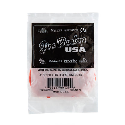 Jim Dunlop DUNLOP TORTEX .60mm STANDARD GUITAR PICK REFILL BAG 72-PACK - 418R060