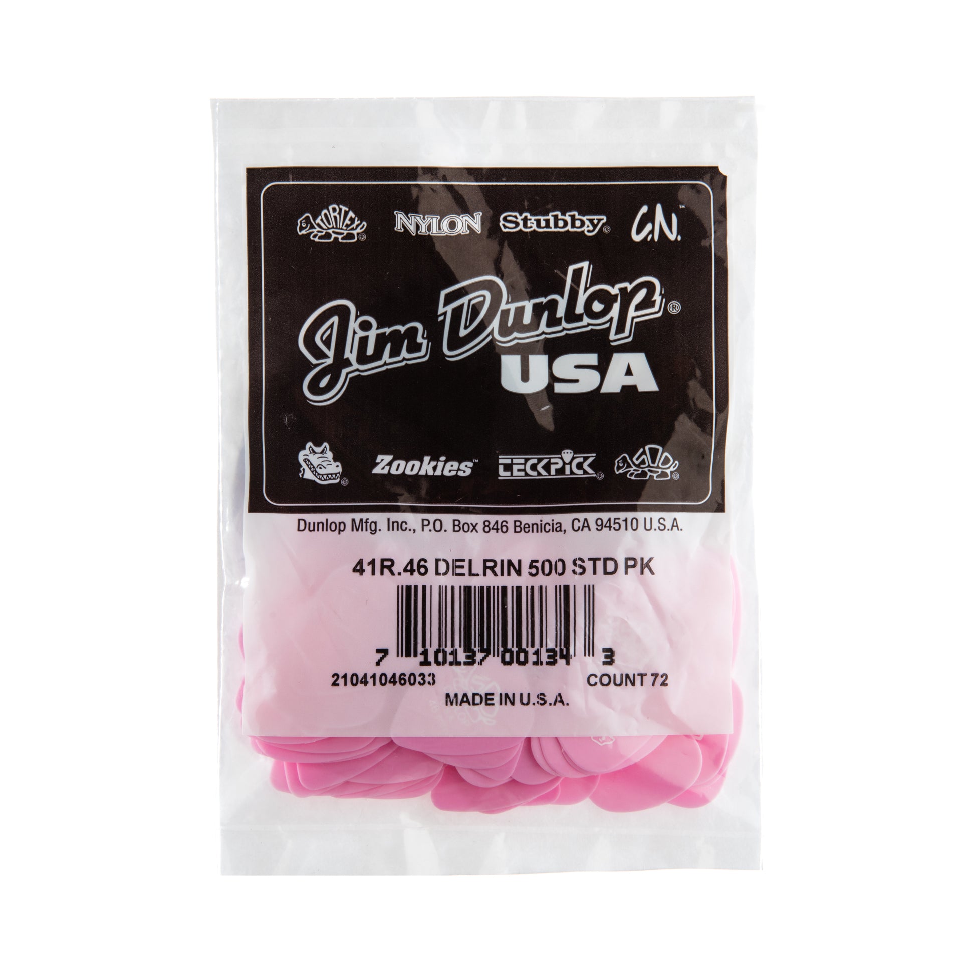Jim Dunlop DUNLOP DELRIN 500 .46mm GUITAR PICK REFILL BAG 72-PACK - 41R046