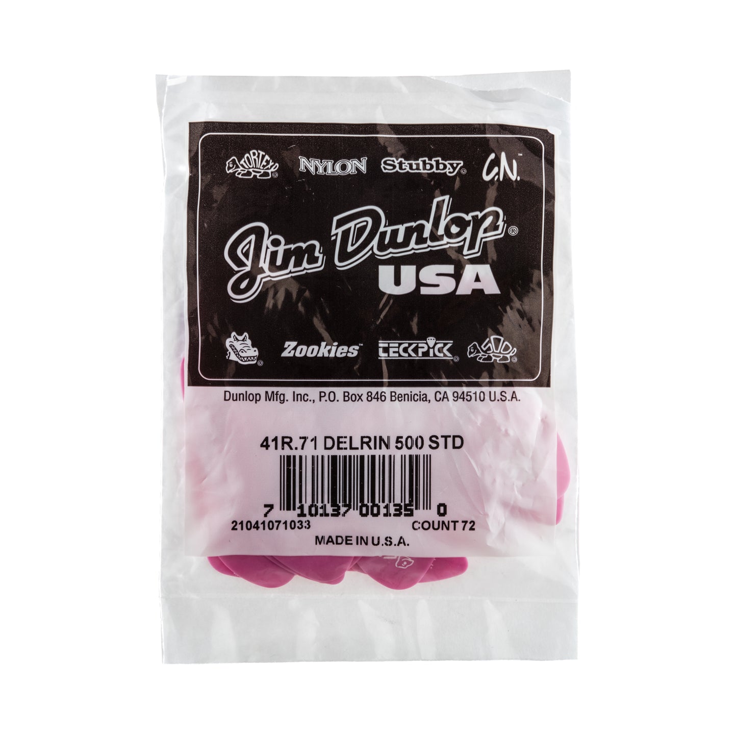 Jim Dunlop DUNLOP DELRIN 500 .71mm GUITAR PICK REFILL BAG 72-PACK - 41R071