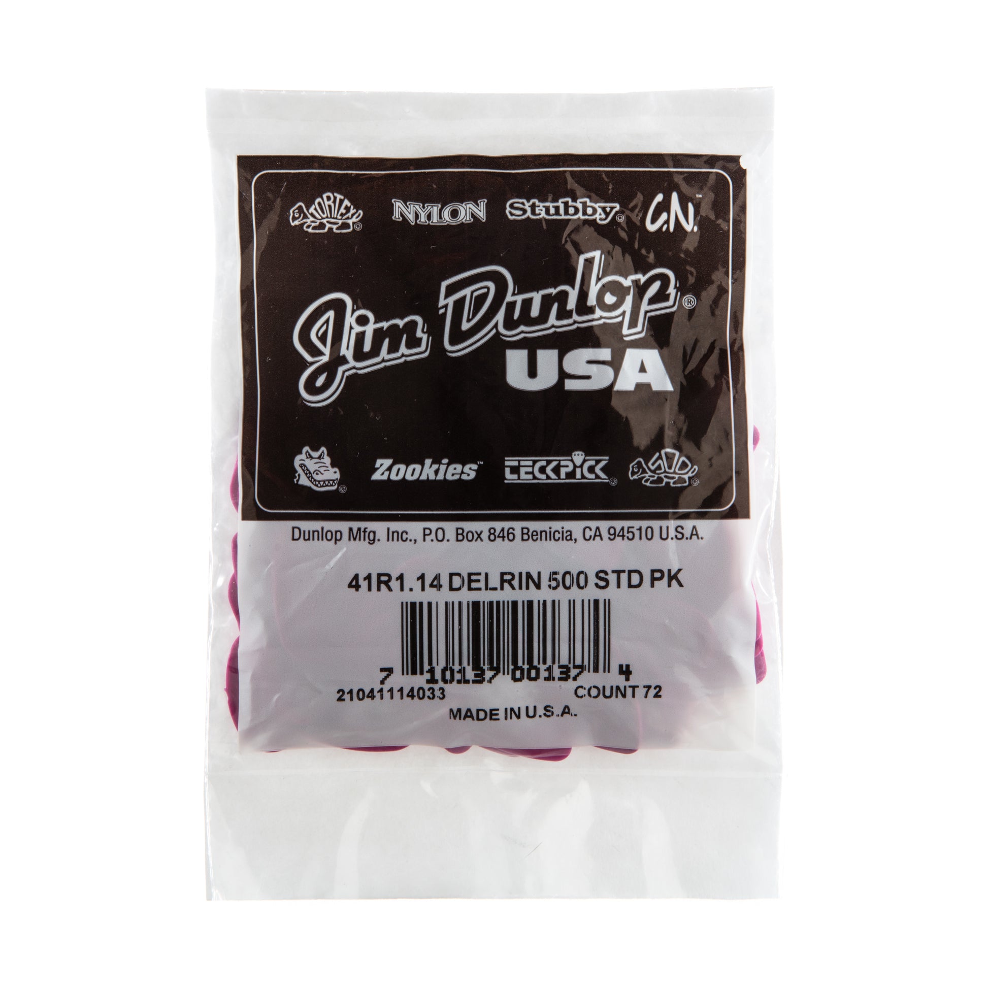 Jim Dunlop DUNLOP DELRIN 500 1.14mm GUITAR PICK REFILL BAG 72-PACK - 41R114