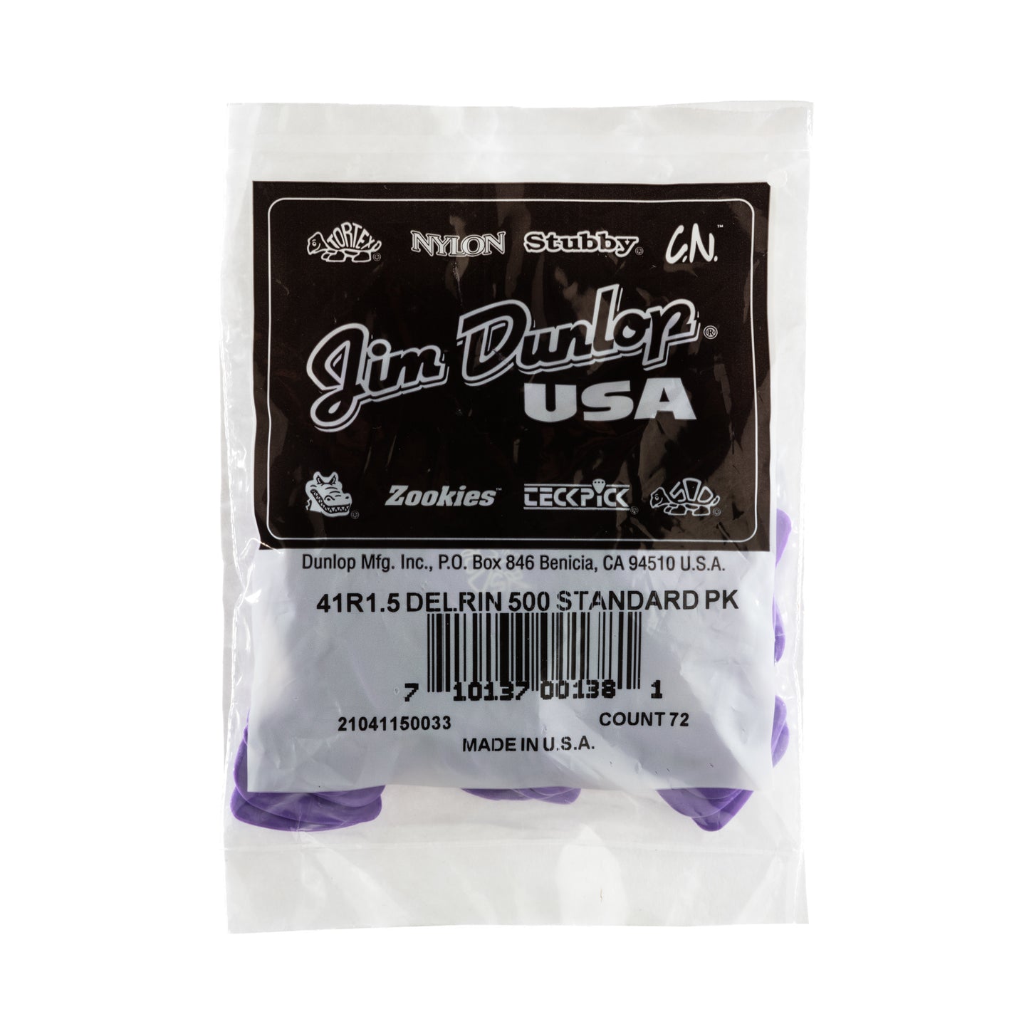Jim Dunlop DUNLOP DELRIN 500 1.50mm GUITAR PICK REFILL BAG 72-PACK - 41R150