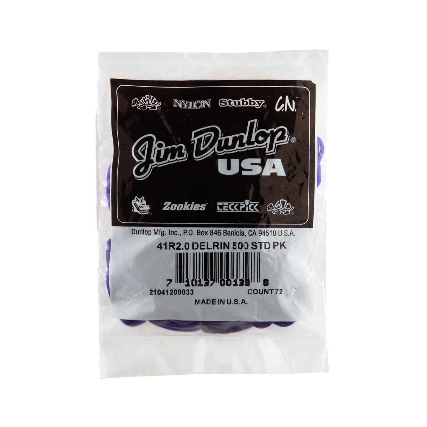 Jim Dunlop DUNLOP DELRIN 500 2.00mm GUITAR PICK REFILL BAG 72-PACK - 41R200