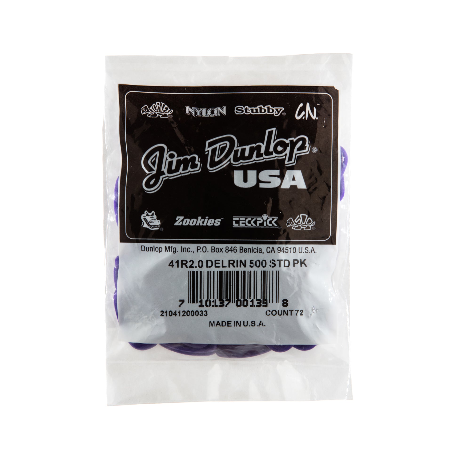 Jim Dunlop DUNLOP DELRIN 500 2.00mm GUITAR PICK REFILL BAG 72-PACK - 41R200