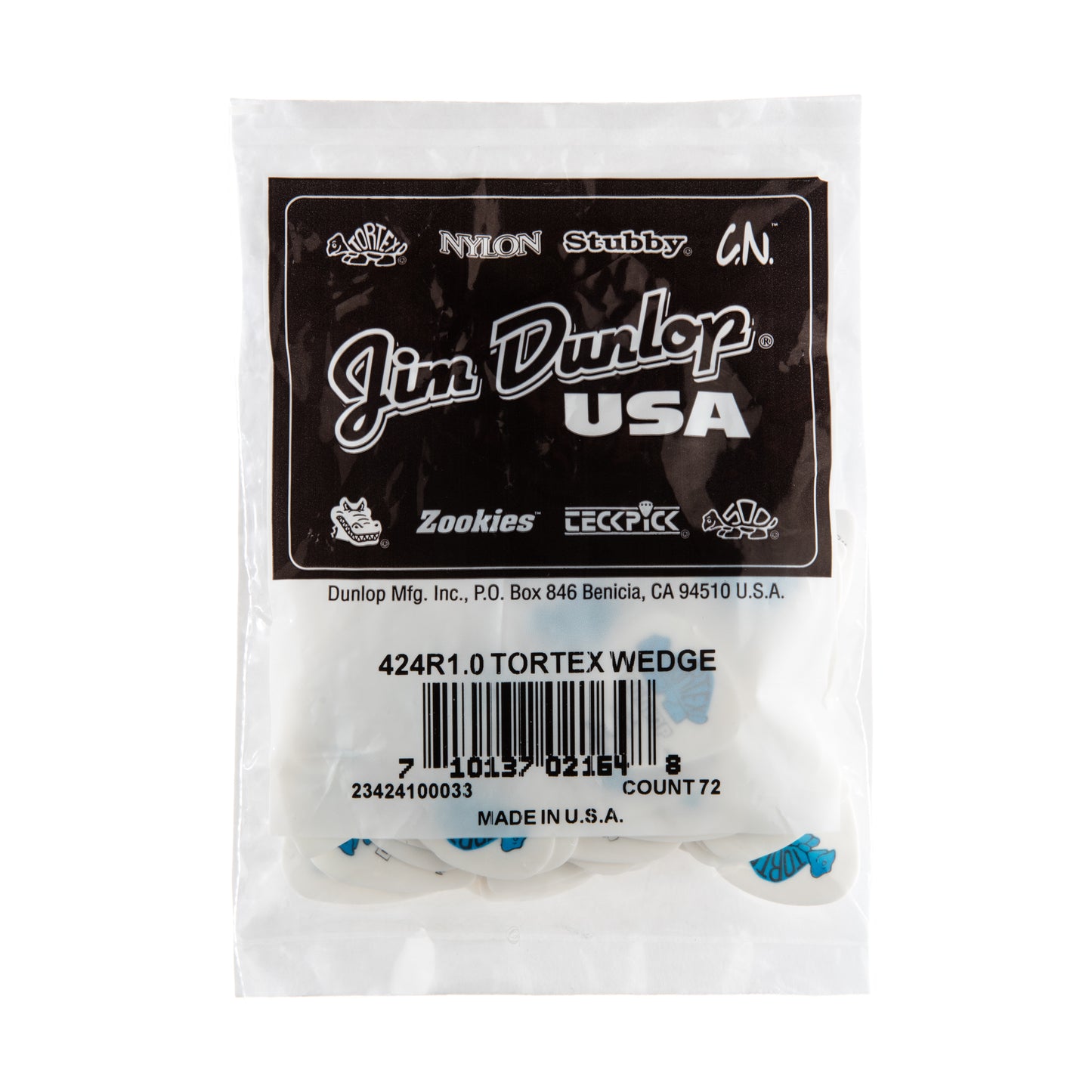 Jim Dunlop DUNLOP TORTEX 1.0mm WEDGE GUITAR PICK REFILL BAG 72-PACK - 424R100