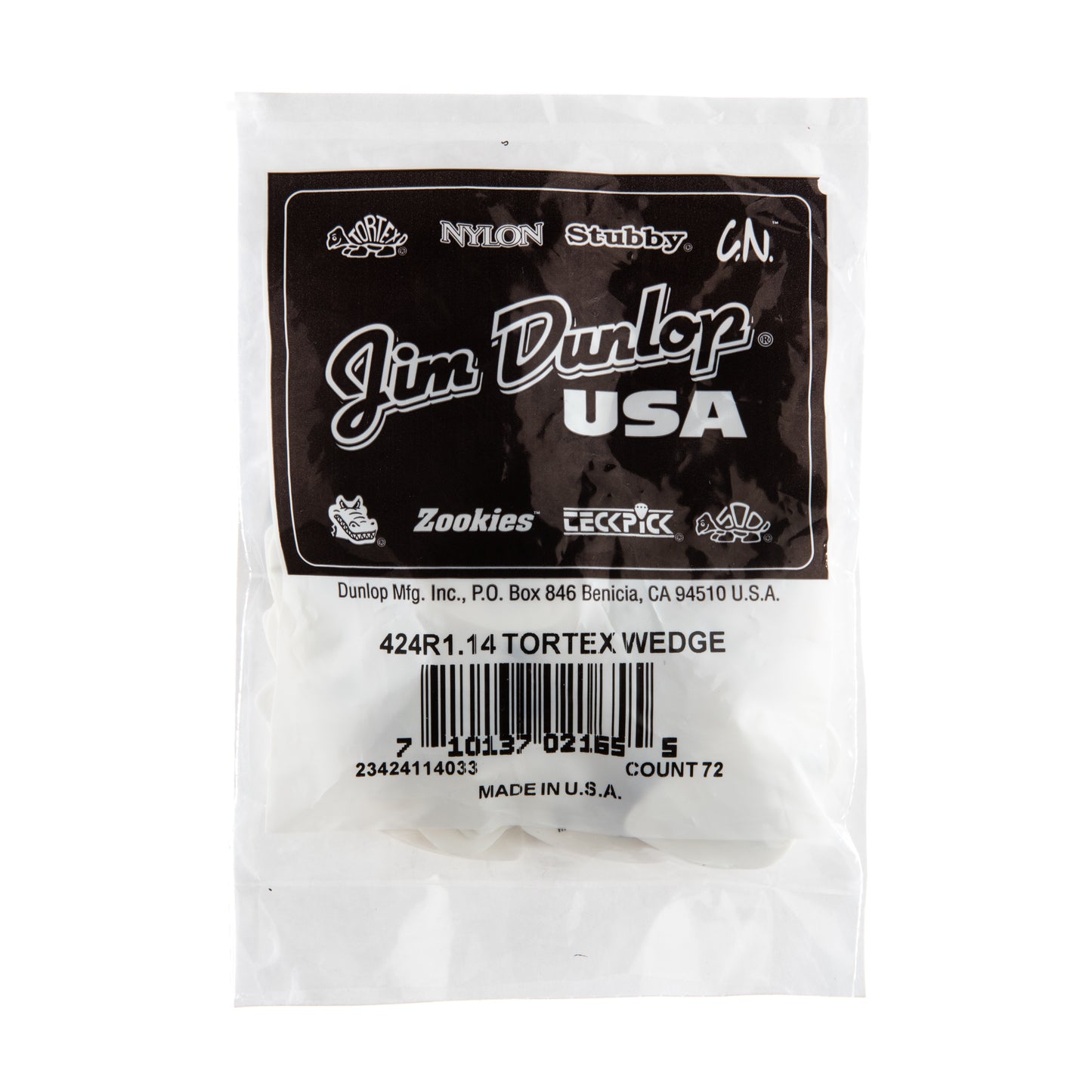 Jim Dunlop DUNLOP TORTEX 1.14mm WEDGE GUITAR PICK REFILL BAG 72-PACK - 424R114