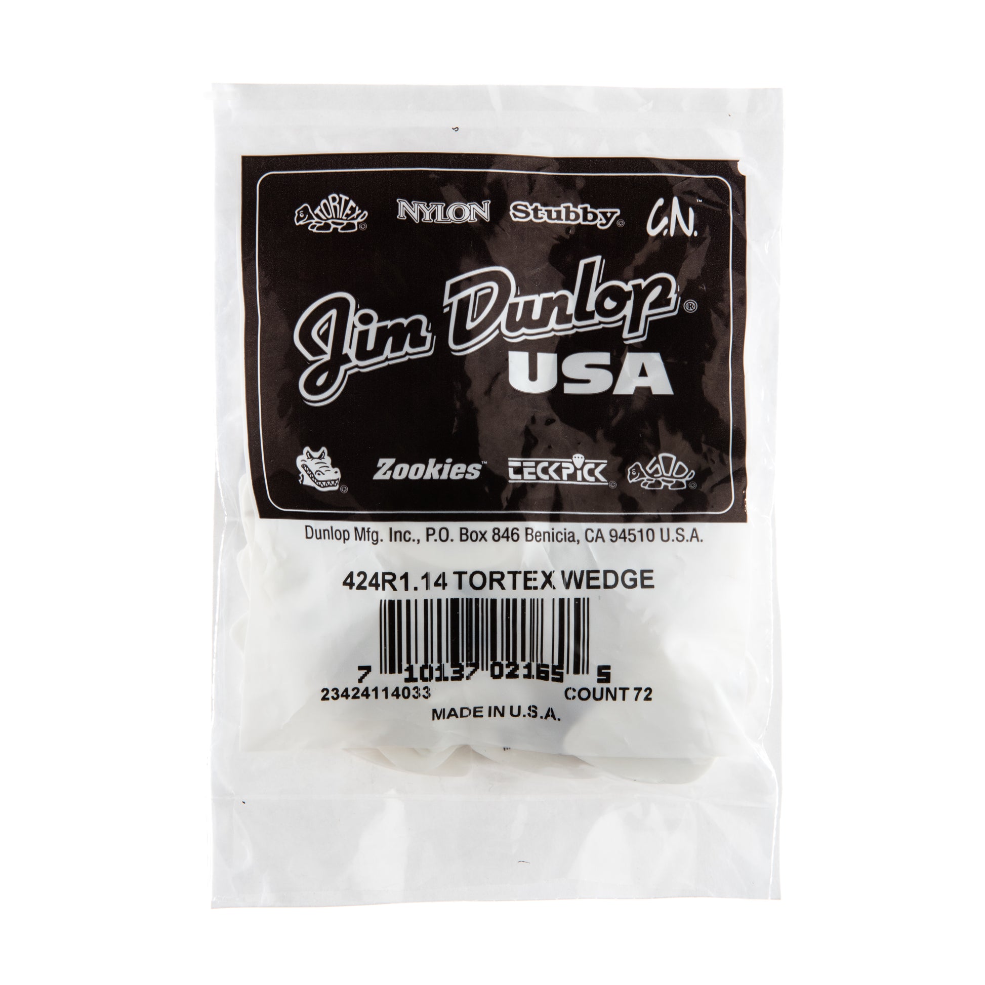 Jim Dunlop DUNLOP TORTEX 1.14mm WEDGE GUITAR PICK REFILL BAG 72-PACK - 424R114