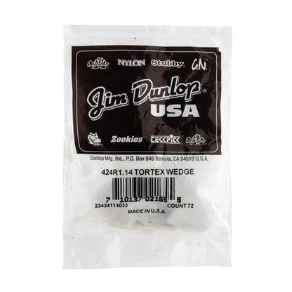 Jim Dunlop DUNLOP TORTEX 1.14mm WEDGE GUITAR PICK REFILL BAG 72-PACK - 424R114