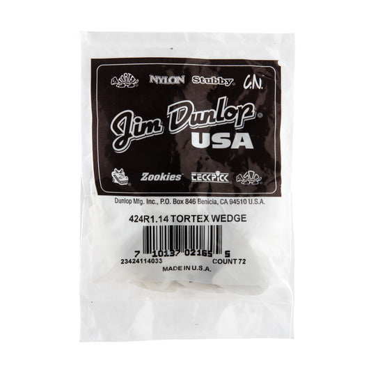 Jim Dunlop DUNLOP TORTEX 1.14mm WEDGE GUITAR PICK REFILL BAG 72-PACK - 424R114