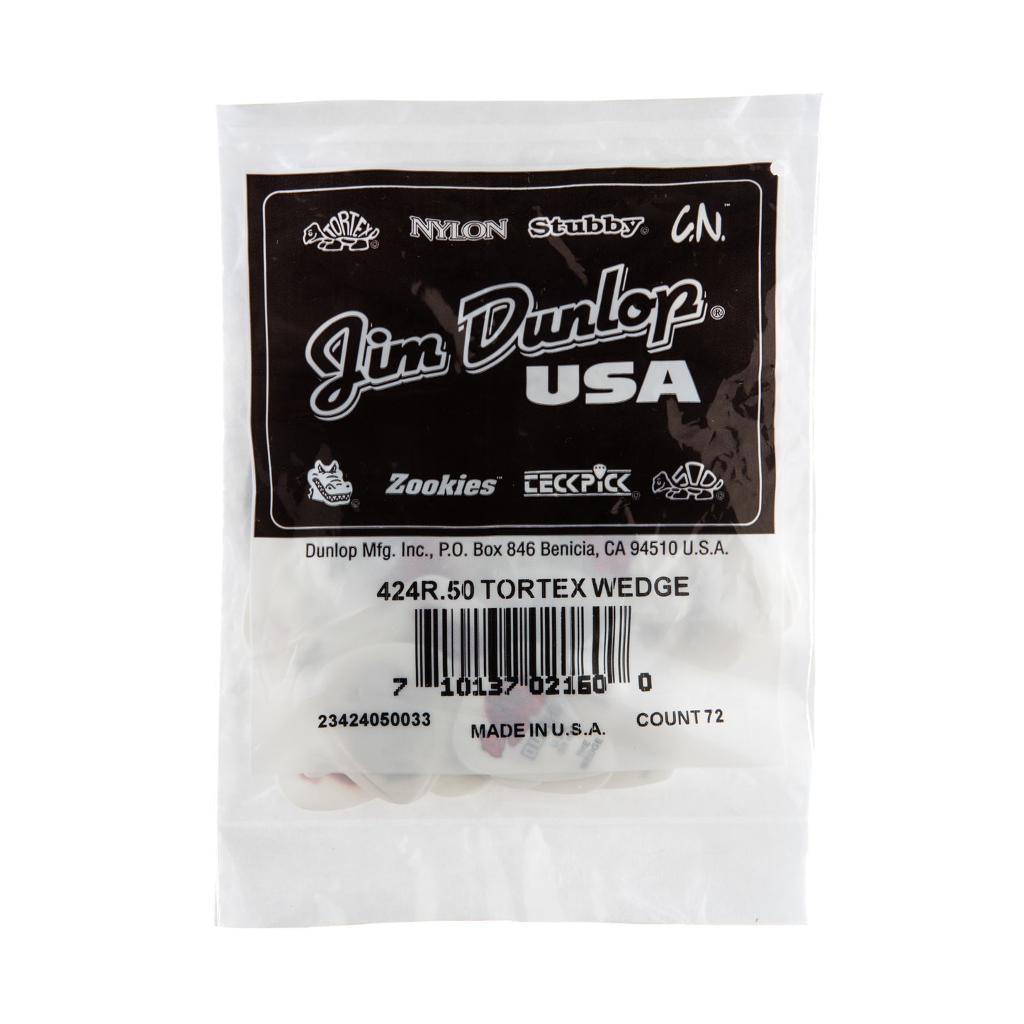 Jim Dunlop DUNLOP TORTEX .50mm WEDGE GUITAR PICK REFILL BAG 72-PACK - 424R050