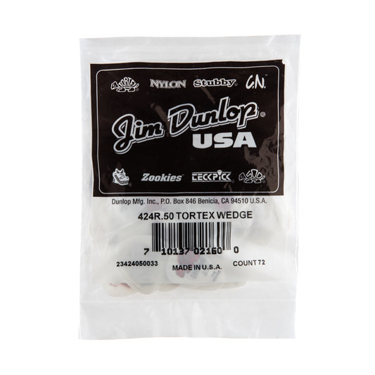 Jim Dunlop DUNLOP TORTEX .50mm WEDGE GUITAR PICK REFILL BAG 72-PACK - 424R050