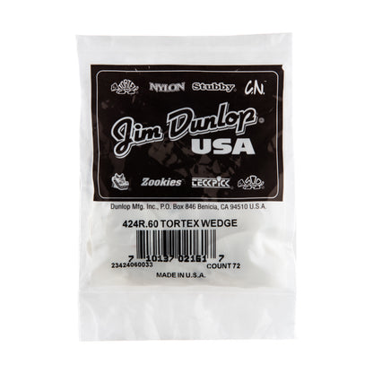 Jim Dunlop DUNLOP TORTEX .60mm WEDGE GUITAR PICK REFILL BAG 72-PACK - 424R060