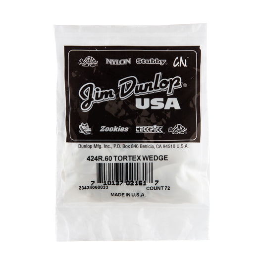Jim Dunlop DUNLOP TORTEX .60mm WEDGE GUITAR PICK REFILL BAG 72-PACK - 424R060
