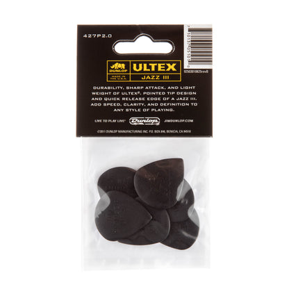 Jim Dunlop DUNLOP ULTEX 2.0mm JAZZ III GUITAR PICK PLAYER'S PACK 06-PACK - 427P200