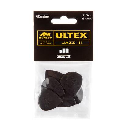 Jim Dunlop DUNLOP ULTEX 2.0mm JAZZ III GUITAR PICK PLAYER'S PACK 06-PACK - 427P200