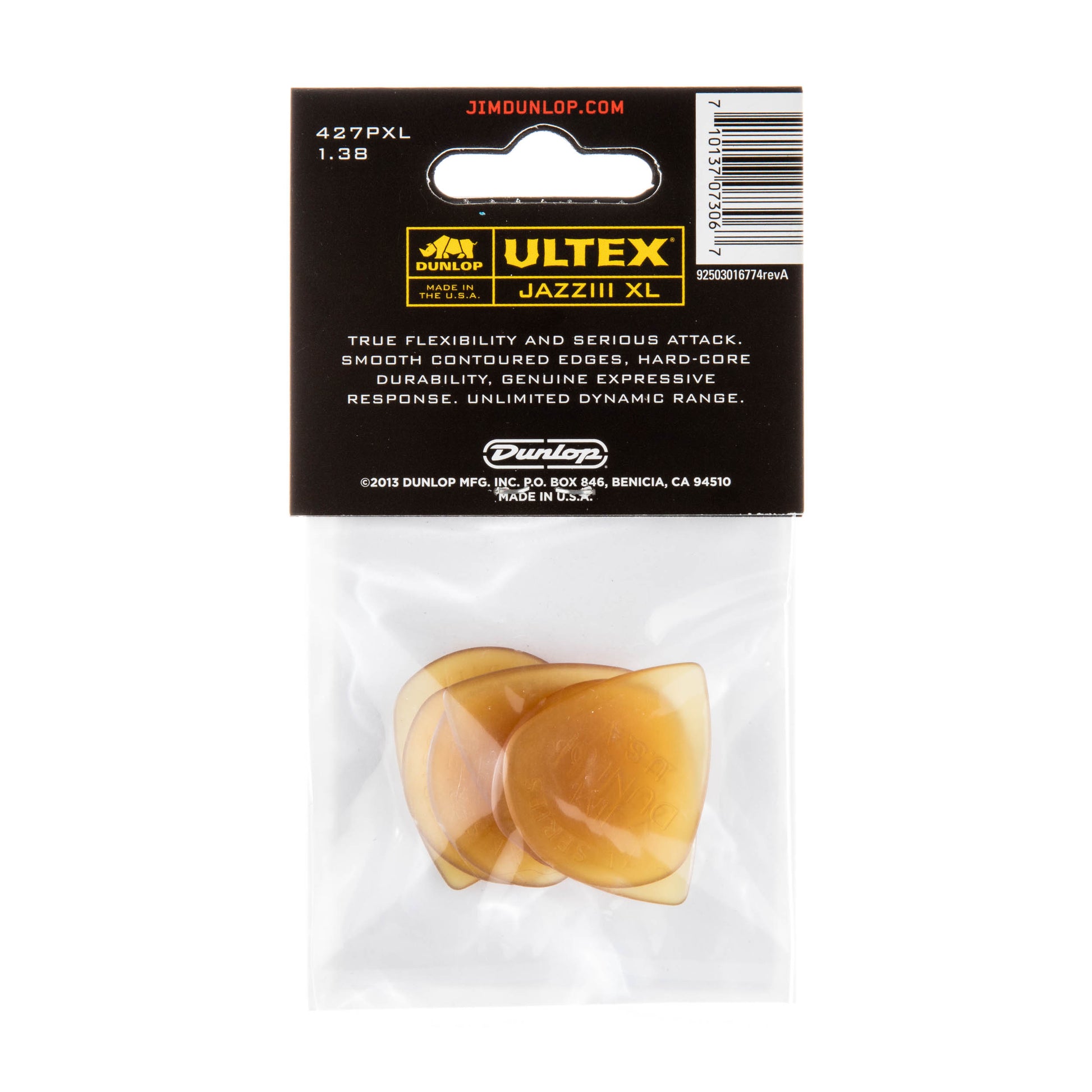 Jim Dunlop DUNLOP ULTEX 1.38mm JAZZ III XL GUITAR PICK PLAYER'S PACK 06-PACK - 427P138XL