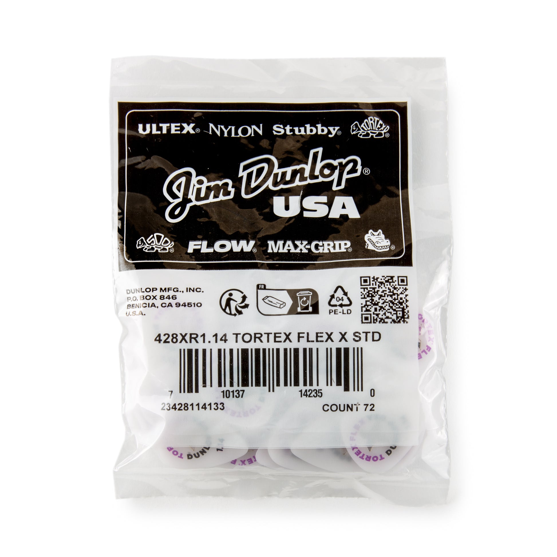 Jim Dunlop DUNLOP TORTEX 1.14mm FLEX X GUITAR PICK REFILL BAG 72-PACK - 428XR114