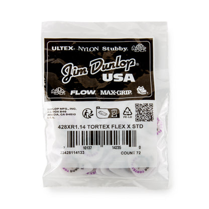 Jim Dunlop DUNLOP TORTEX 1.14mm FLEX X GUITAR PICK REFILL BAG 72-PACK - 428XR114