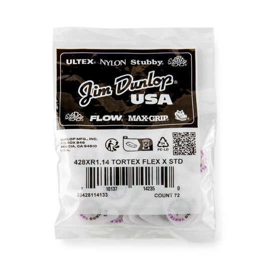 Jim Dunlop DUNLOP TORTEX 1.14mm FLEX X GUITAR PICK REFILL BAG 72-PACK - 428XR114