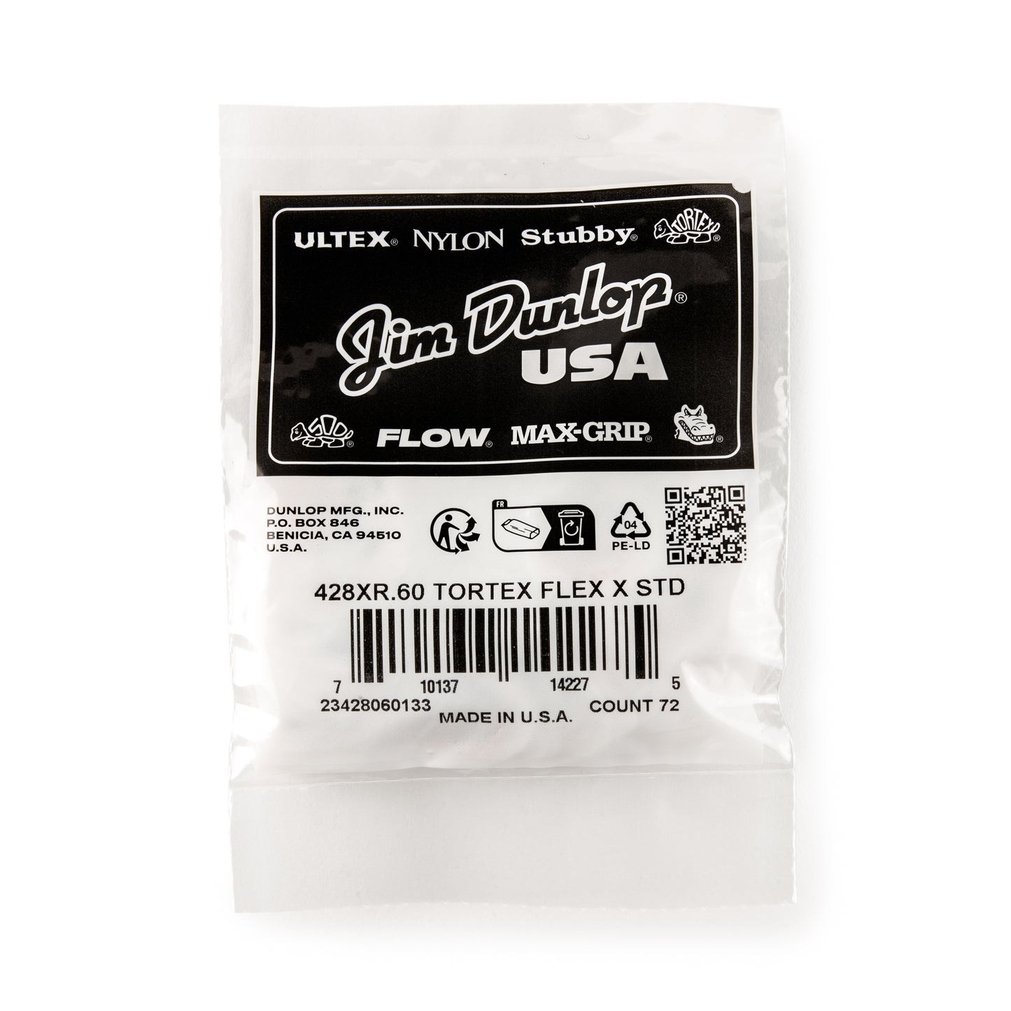Jim Dunlop DUNLOP TORTEX .60mm FLEX X GUITAR PICK REFILL BAG 72-PACK - 428XR060