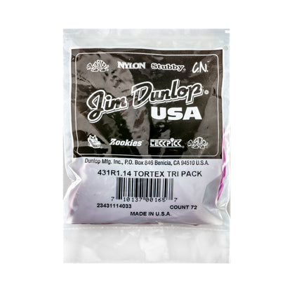 Jim Dunlop DUNLOP TORTEX 1.14mm TRIANGLE GUITAR PICK REFILL BAG 72-PACK - 431R114