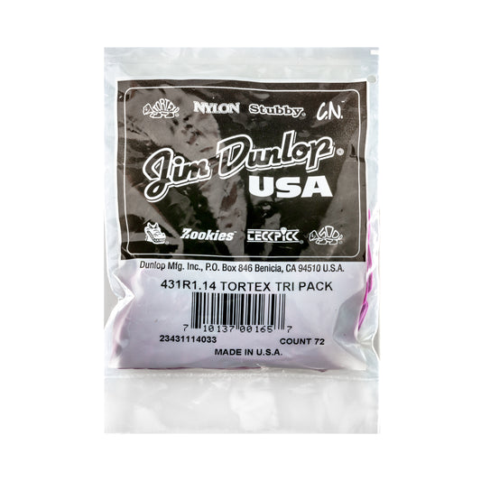 Jim Dunlop DUNLOP TORTEX 1.14mm TRIANGLE GUITAR PICK REFILL BAG 72-PACK - 431R114
