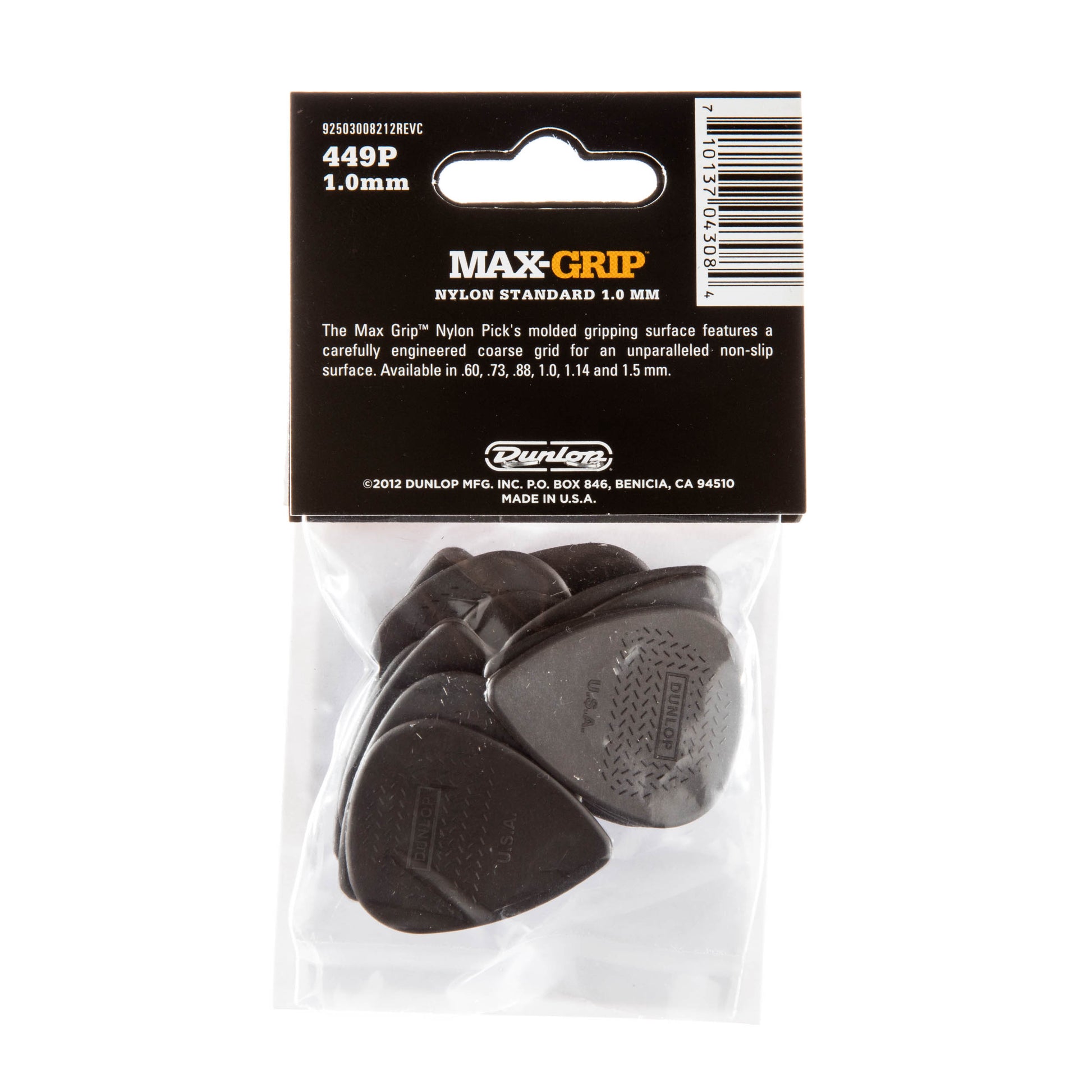 Jim Dunlop DUNLOP MAX GRIP 1.0mm STANDARD NYLON GUITAR PICK PLAYER'S PACK 12-PACK - 449P100