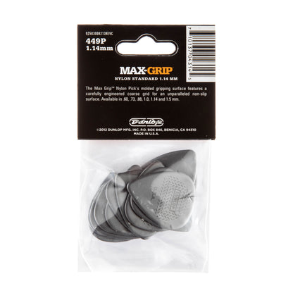 Jim Dunlop DUNLOP MAX GRIP 1.14mm STANDARD NYLON GUITAR PICK PLAYER'S PACK 12-PACK - 449P114