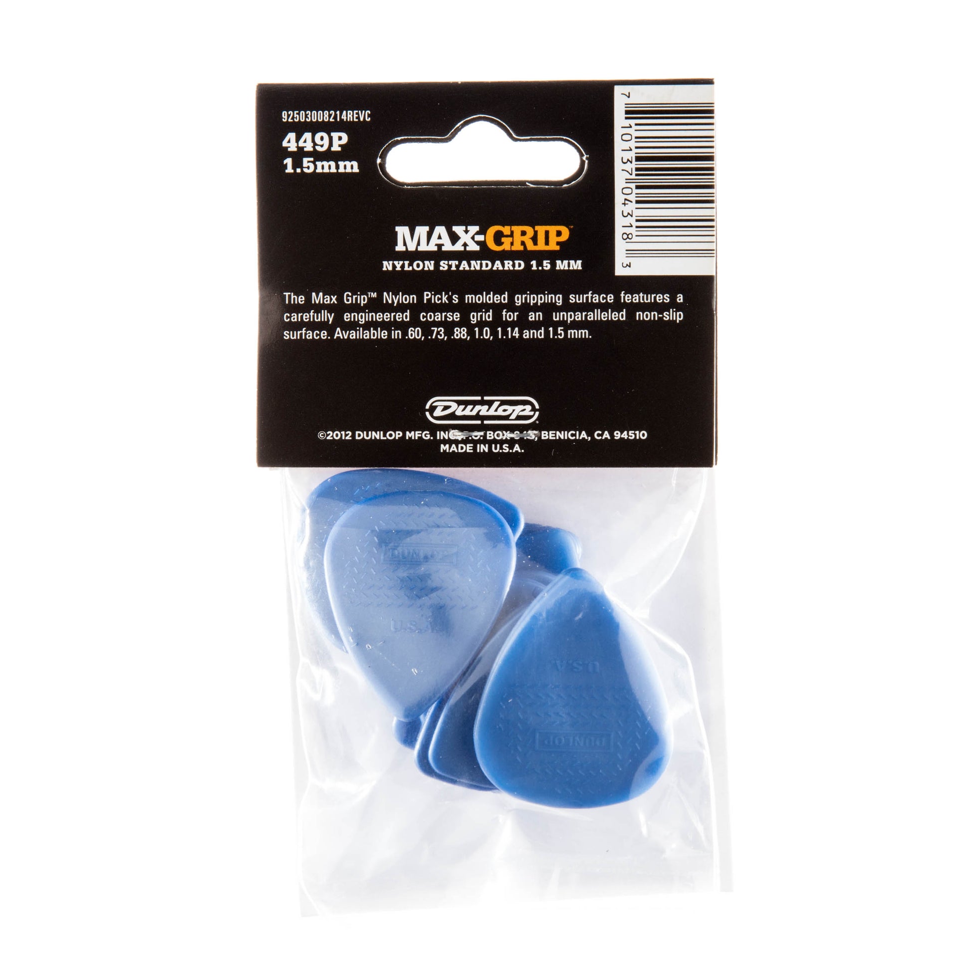 Jim Dunlop DUNLOP MAX GRIP 1.50mm STANDARD NYLON GUITAR PICK PLAYER'S PACK 12-PACK - 449P150