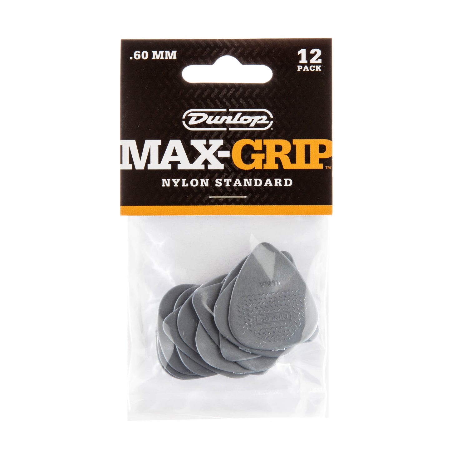 Jim Dunlop DUNLOP MAX GRIP .60mm STANDARD NYLON GUITAR PICK PLAYER'S PACK 12-PACK - 449P060