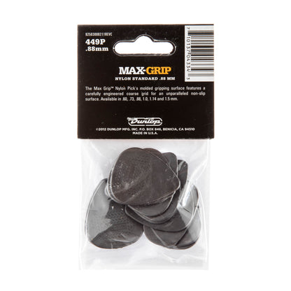 Jim Dunlop DUNLOP MAX GRIP .88mm STANDARD NYLON GUITAR PICK PLAYER'S PACK 12-PACK - 449P088