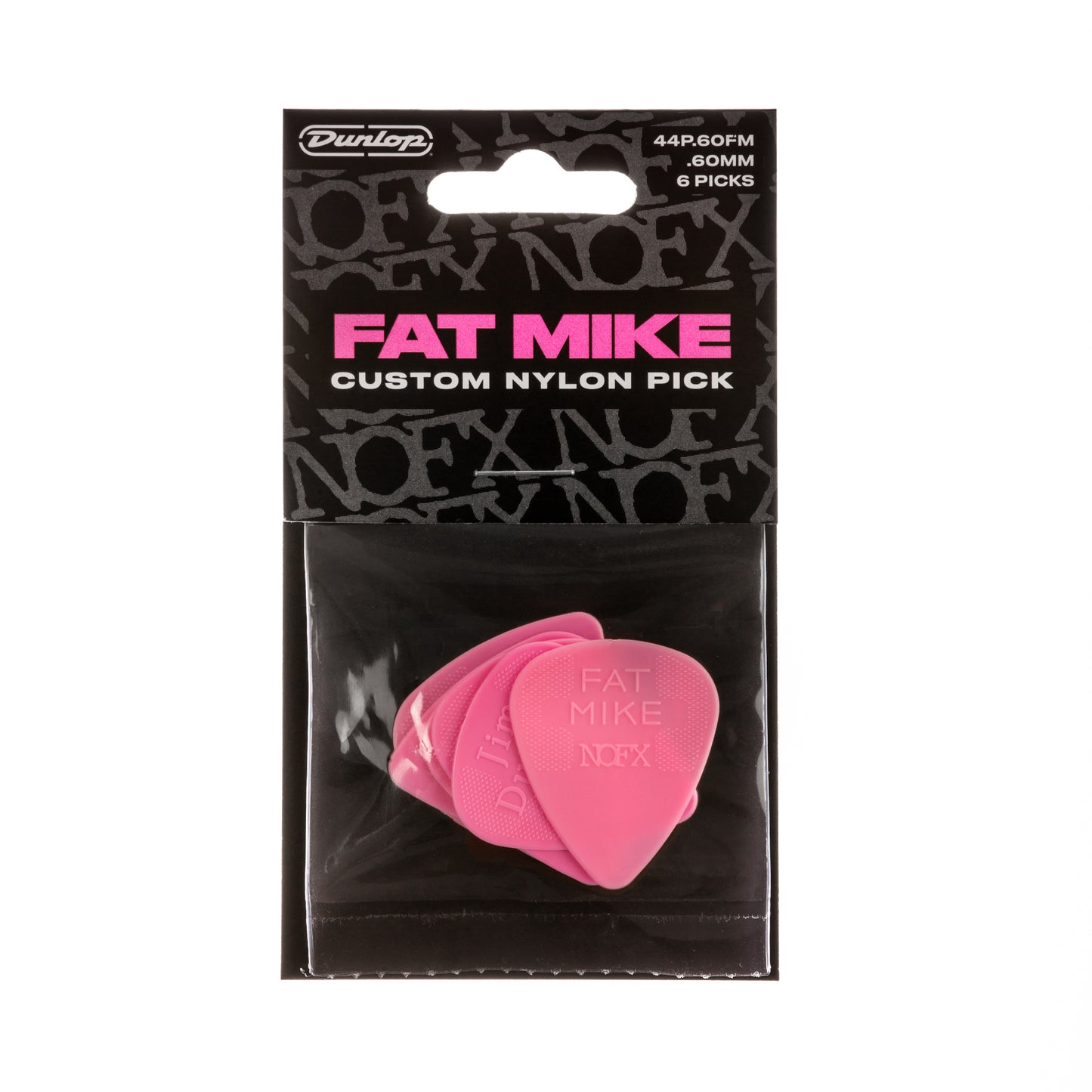 Jim Dunlop DUNLOP FAT MIKE CUSTOM NYLON .60mm GUITAR PICK PLAYER'S PACK 06-PACK - 44P060FM