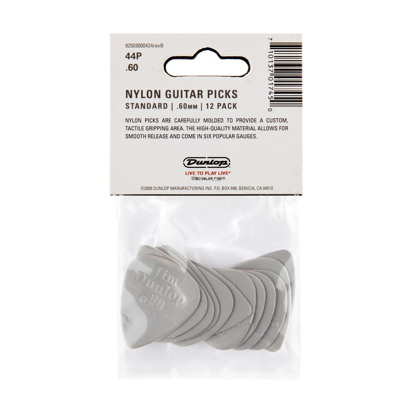 Jim Dunlop DUNLOP NYLON .60mm STANDARD GUITAR PICK PLAYER'S PACK 12-PACK - 44P060