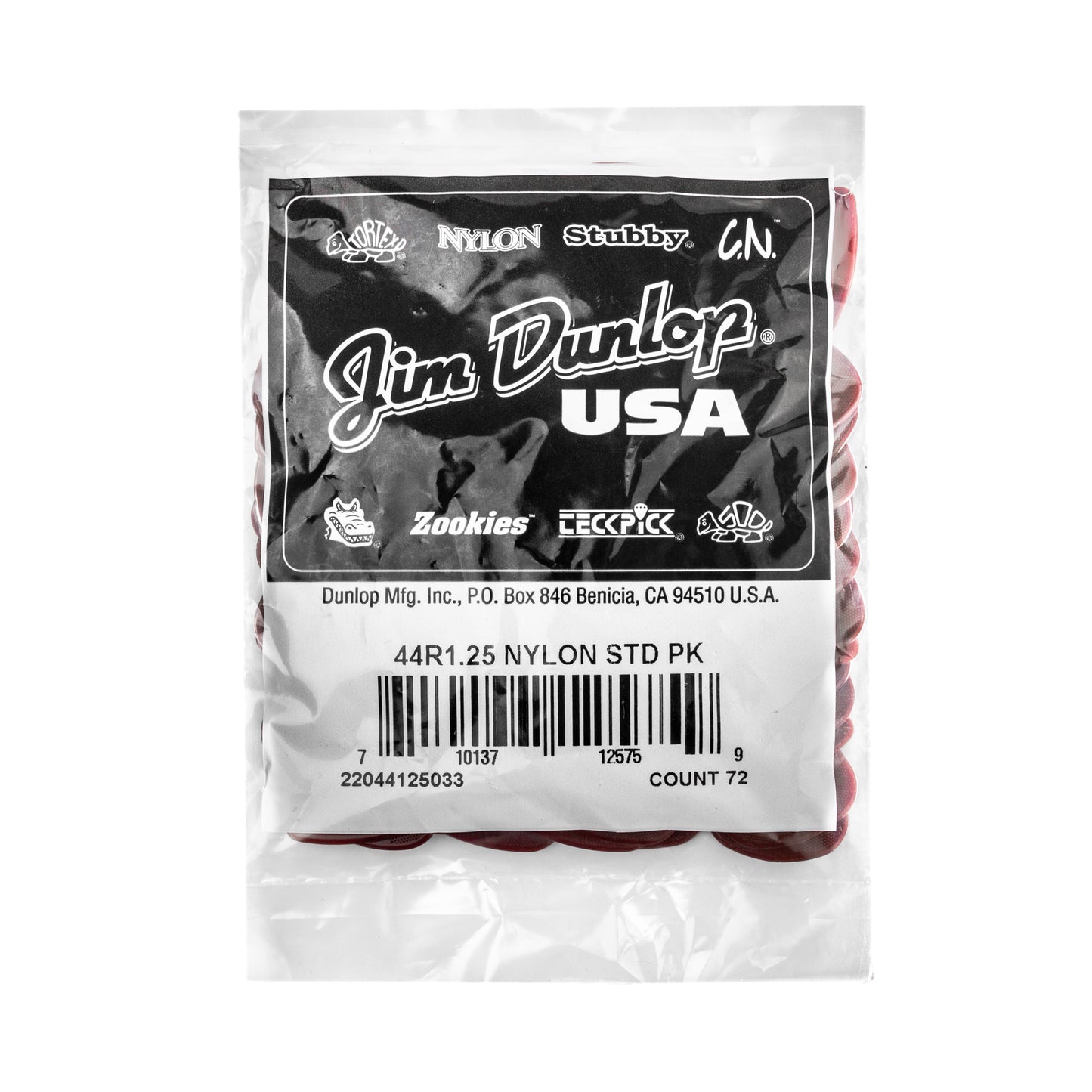 Jim Dunlop DUNLOP NYLON 1.25mm STANDARD GUITAR PICK REFILL BAG 72-PACK - 44R125