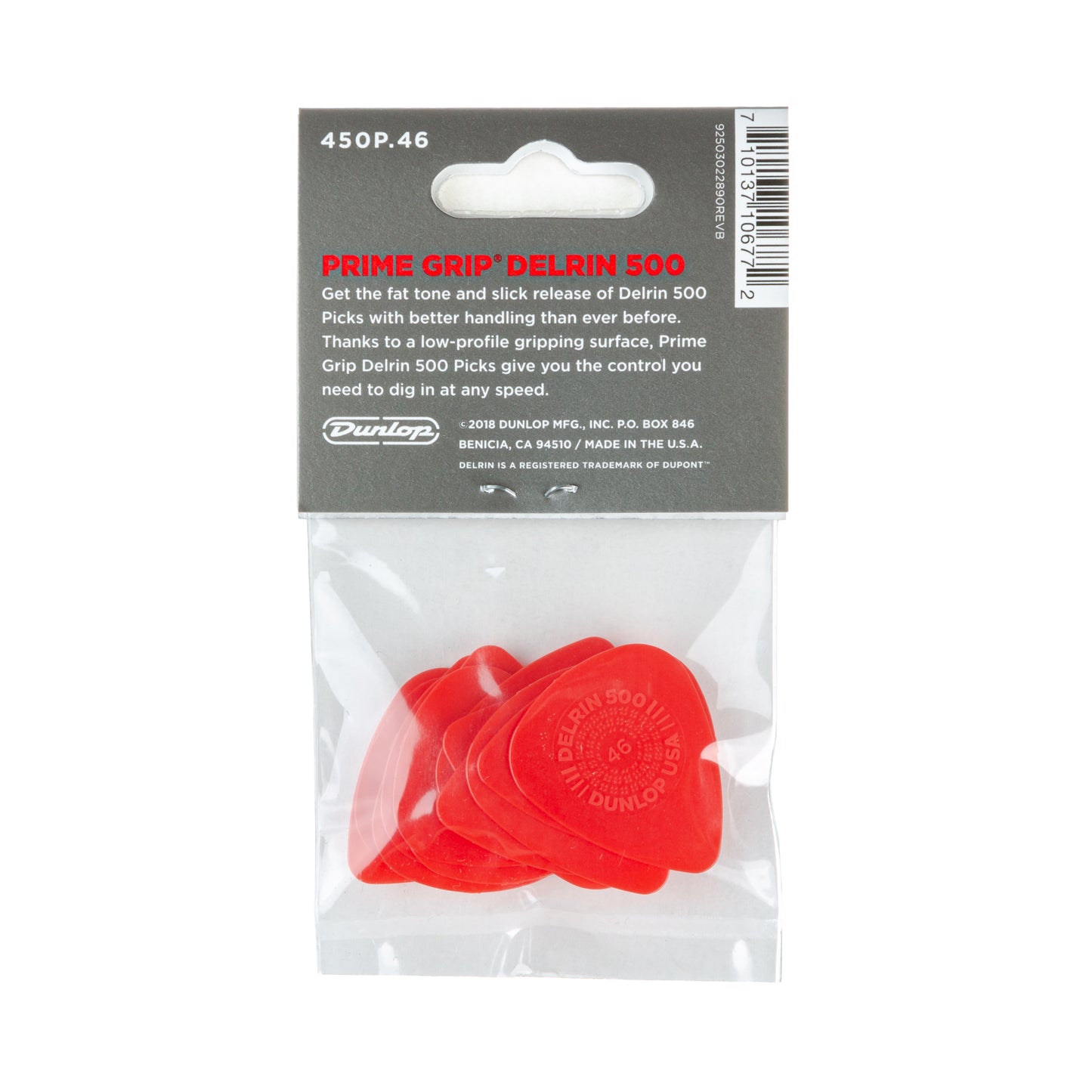 Jim Dunlop DUNLOP PRIMEGRIP .46mm DELRIN 500 GUITAR PICK PLAYER'S PACK 12-PACK - 450P046